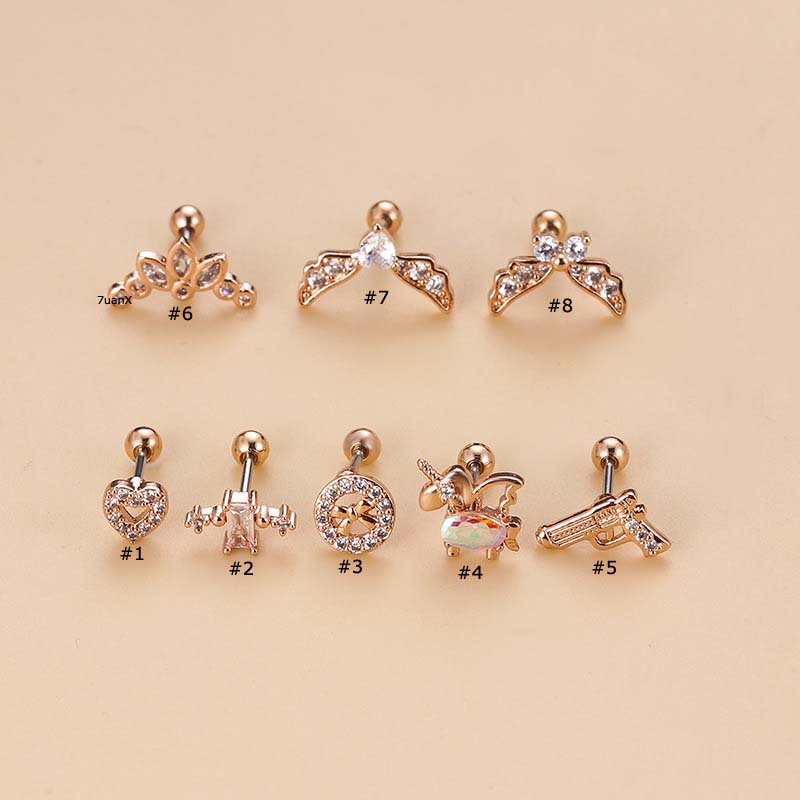 1 Khuyên Xỏ Cơ Thể Bằng Thép Không Gỉ Màu Vàng / Bạc / Vàng Hồng
