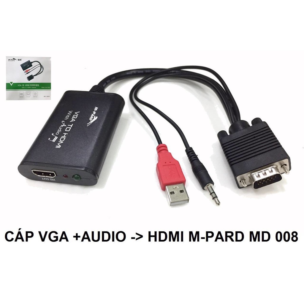 Cáp Chuyển đổi VGA + Audio To HDMI  M-Pard MD008 chính hãng cao cấp
