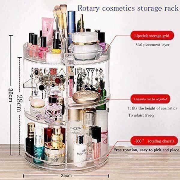 Kệ mỹ phẩm xoay 360 độ để bàn