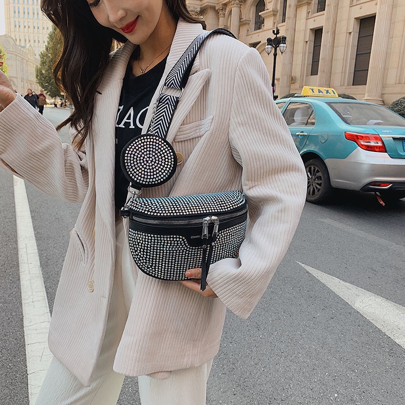 Túi Đeo Chéo Vai Đính Đá Lấp Lánh Thời Trang Hàn Quốc Chất Lượng Cao