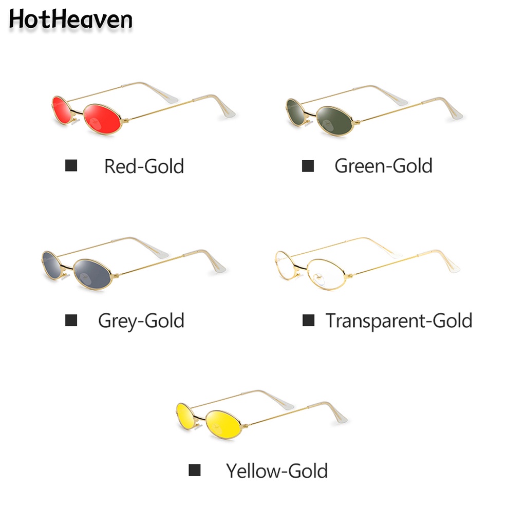 Kính Mát Gọng Oval Nhỏ 5 Kiểu Dáng Unisex Chống Tia UV400 Bằng Kim Loại Siêu Nhẹ Thời Trang