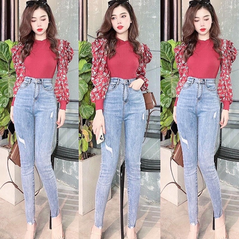 Quần jean ôm lưng cạp siêu cao hình thật kèm video