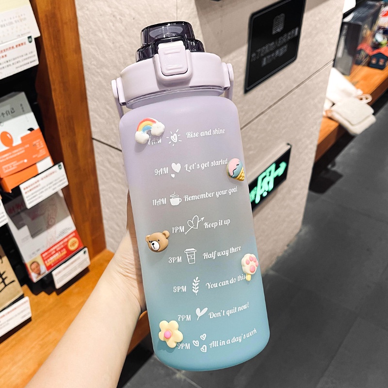 Bình Nước 2Lr Có Vòi Hút Thiết Kế Dễ Thương Tiện Dụng Cho Người Tập gym/ Văn Phòng