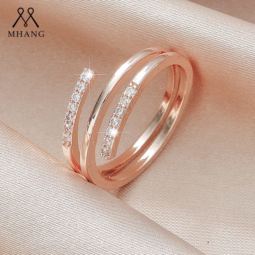 Nhẫn Đeo Tay Kim Loại Nhiều Lớp Đính Đá Thời Trang Cho Nữ