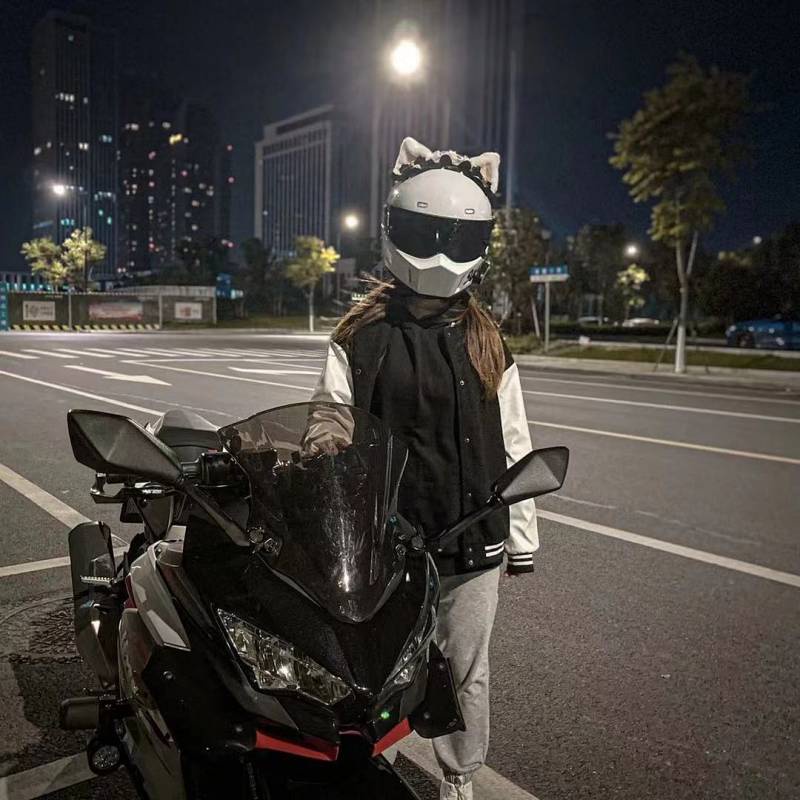 Mũ Bảo Hiểm Tai Mèo Phong Cách Lolita Hiệp Sĩ Đi Xe Máy Điện Trang Trí Cho Nam Và Nữ O do capacete para motociclos JA3