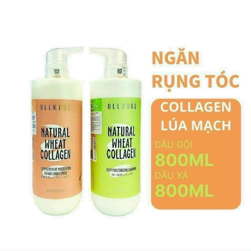Cặp dầu gội xả collagen lúa mạch ullkous 800ml ngăn ngừa rụng tóc