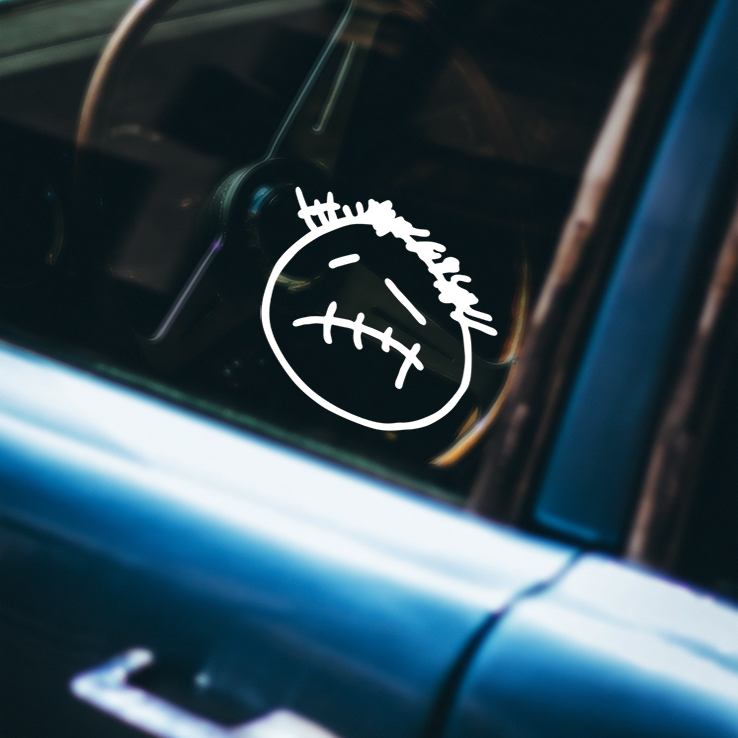 Miếng dán phản quang phong cách Travis Scott trang trí cho cửa kính sau xe hơi