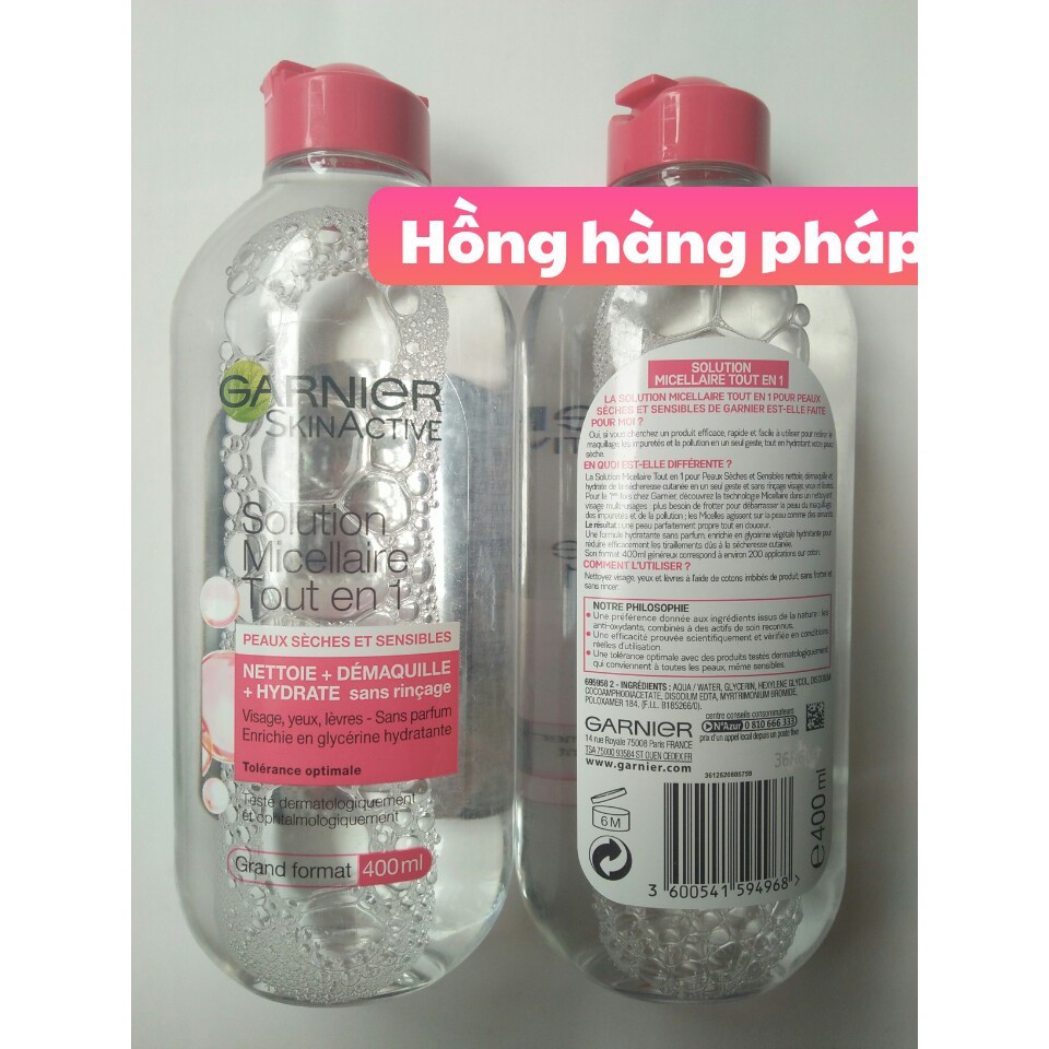 Nước tẩy trang Garnier Micellar 400ml của Nga