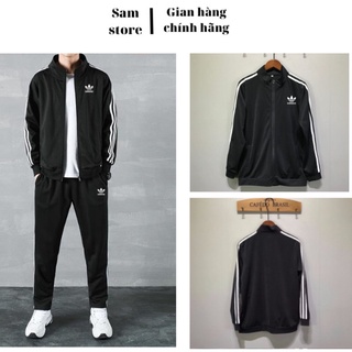 áo khoác thể thao nam nữ 3 sọc adidas bigsize tập gym thoải mái das thun poly - Sam store