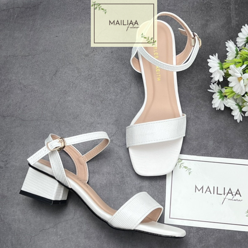 Sandal nữ cao gót, giày cao gót nữ, sandal nữ gót vuông 3 phân MAILIAA  mã 002 quai ngang da rắn mềm dễ đi