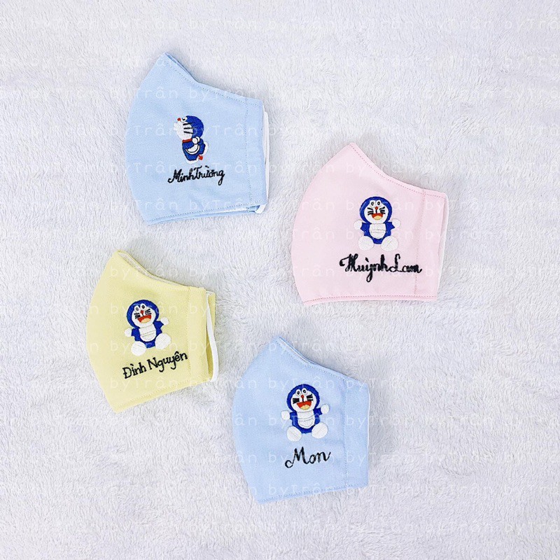 Khẩu trang thêu Doraemon - thêu tên riêng theo yêu cầu | BigBuy360 - bigbuy360.vn
