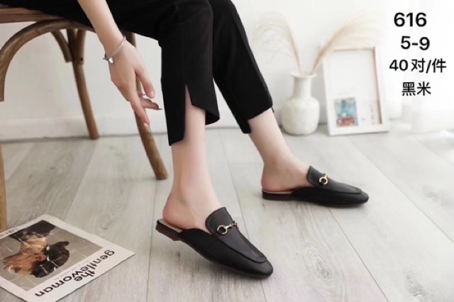 SỤC MULES KELLY DA MỀM | MÀU ĐEN/BE