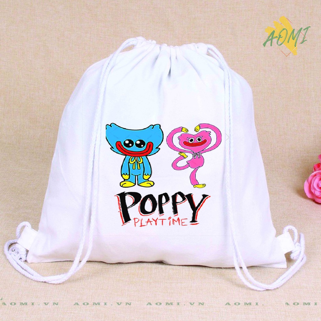 BALO MINI Poppy Playtime Huggy Wuggy AOMIVN DÂY RÚT ĐEO VAI 33x38cm NHỎ XINH UNISEX CHẤT CANVAS CUTE TIỆN ÍCH DU LỊCH
