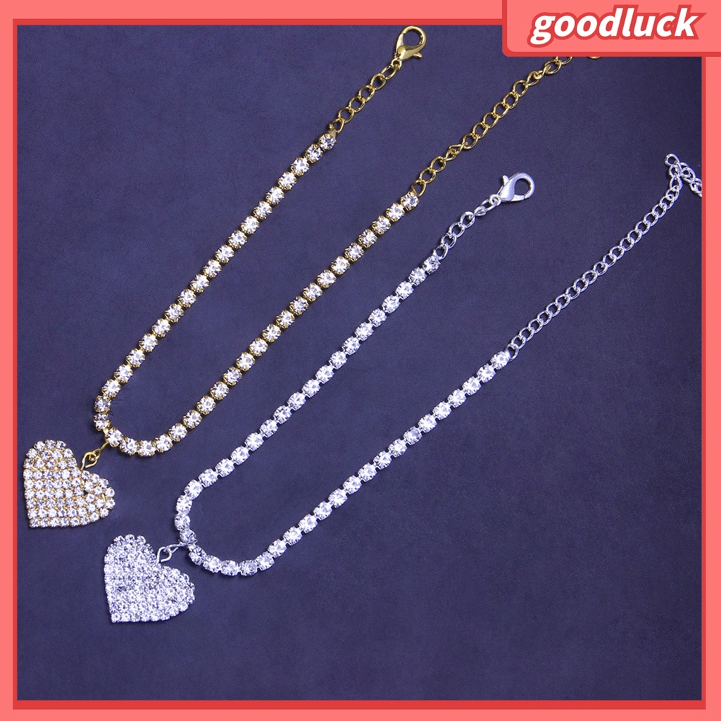 Goodluck| Lắc Chân Hình Trái Tim Đính Đá Lấp Lánh Thời Trang Cho Nữ