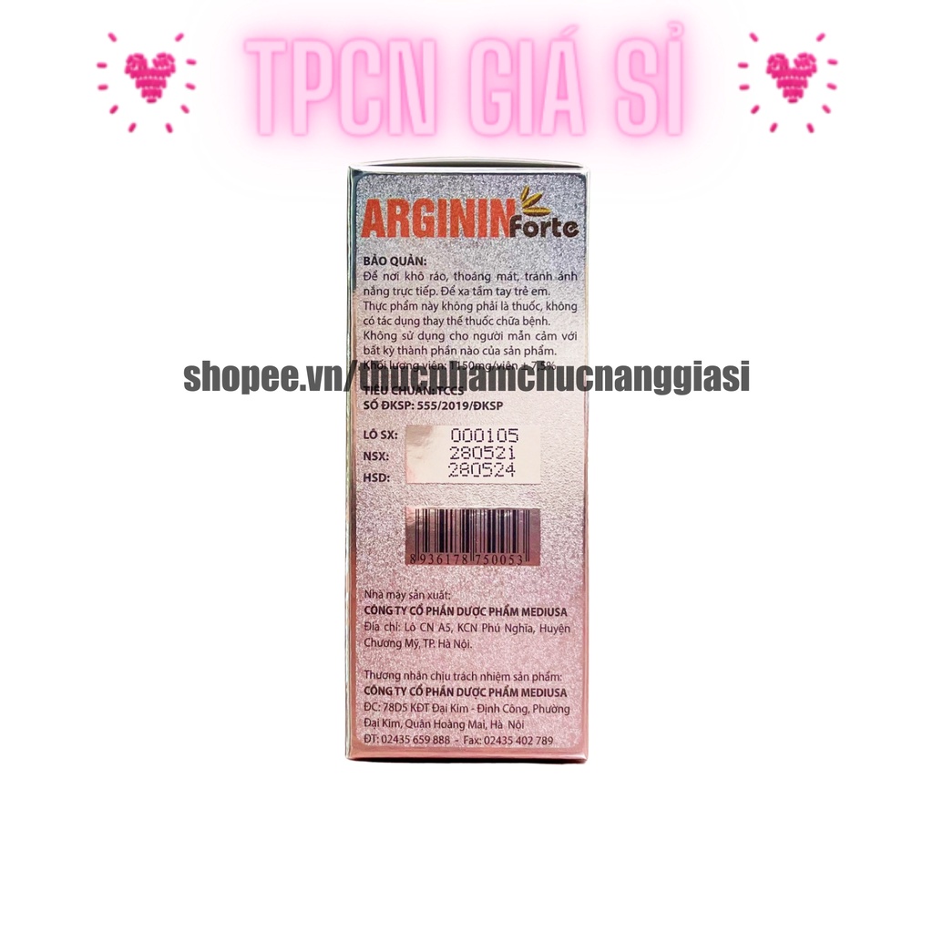 Bổ gan Arginin cà gai leo, diệp hạ châu, giúp tăng cường chức năng gan, hạ men gan, mát gan, giải độc gan - Hộp 60 viên