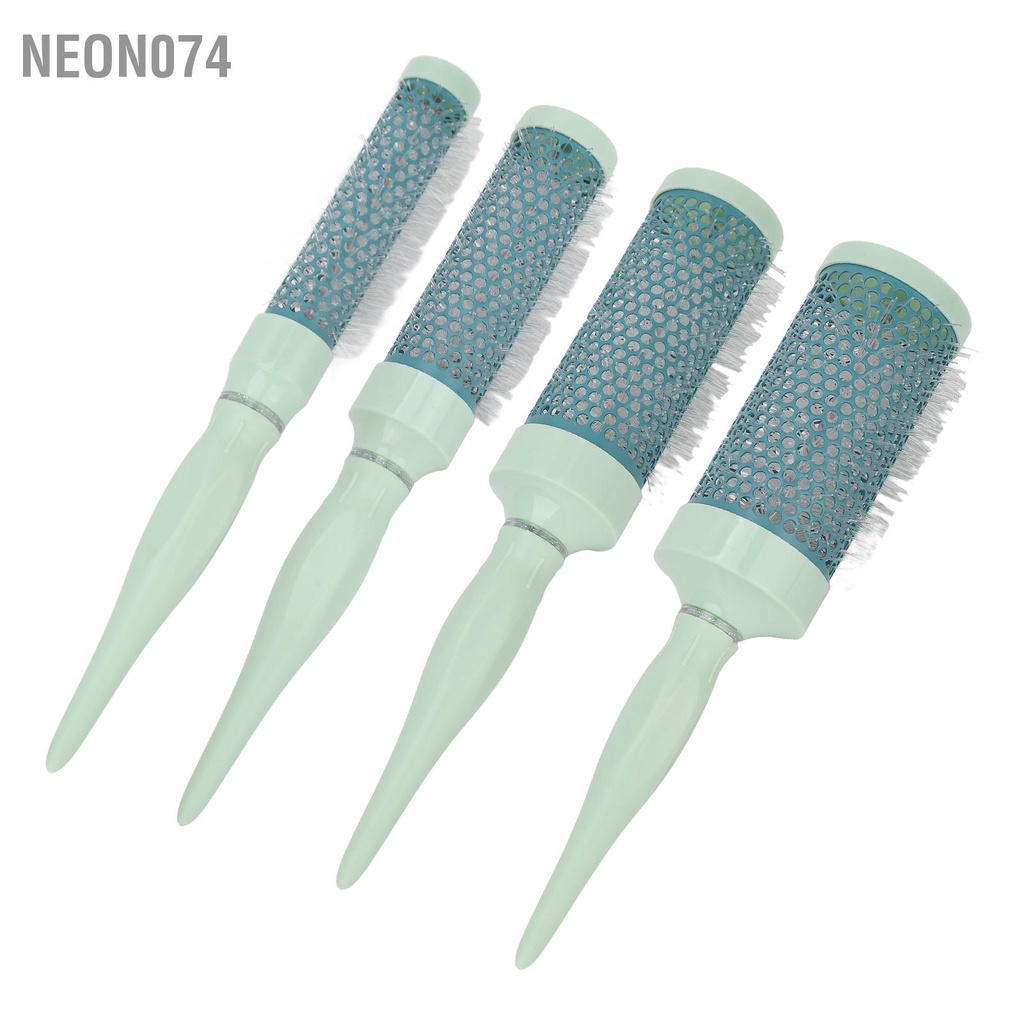 Neon074 Bàn chải tóc thùng Trang chủ Salon tròn Công cụ tạo kiểu cho thổi sấy uốn duỗi thẳng Màu xanh lá cây