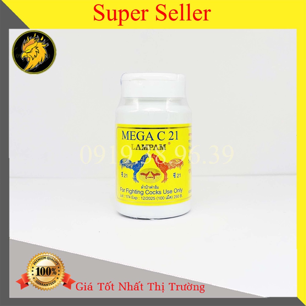Mega C21 Dinh Dưỡng Nuôi Gà Đá Cao Cấp Thái Lan Hộp 100 Viên