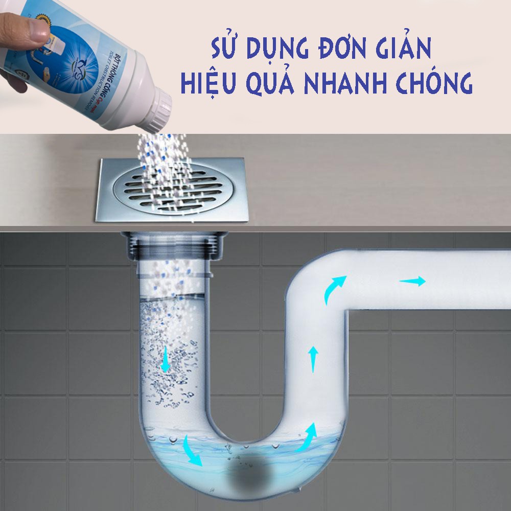 Bột thông tắc cống (chai lớn250g) hữu cơ CỰC NHANH TVS,thông tắc bồn cầu,thông cống,thông tắc lavabo,bồn rửa bát.