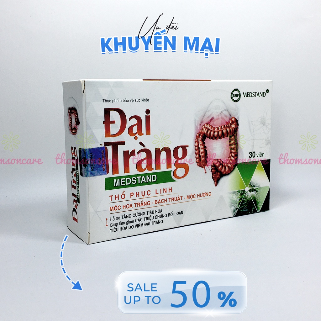 Giảm rối loạn tiêu hóa từ mộc hoa trắng và thảo dược - Đại tràng Medstand - Hộp 30 viên