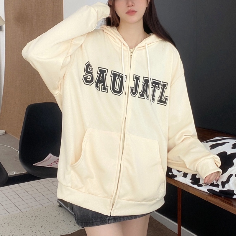 ZHELIHANGFEI Áo Hoodie Tay Dài Form Rộng Kiểu Dáng Retro Dễ Phối Đồ