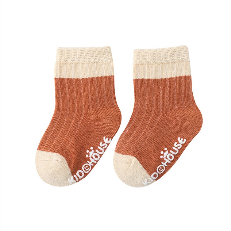 Vớ cotton chống trượt màu trơn họa tiết kẻ sọc cho trẻ em 0-36 tháng tuổi