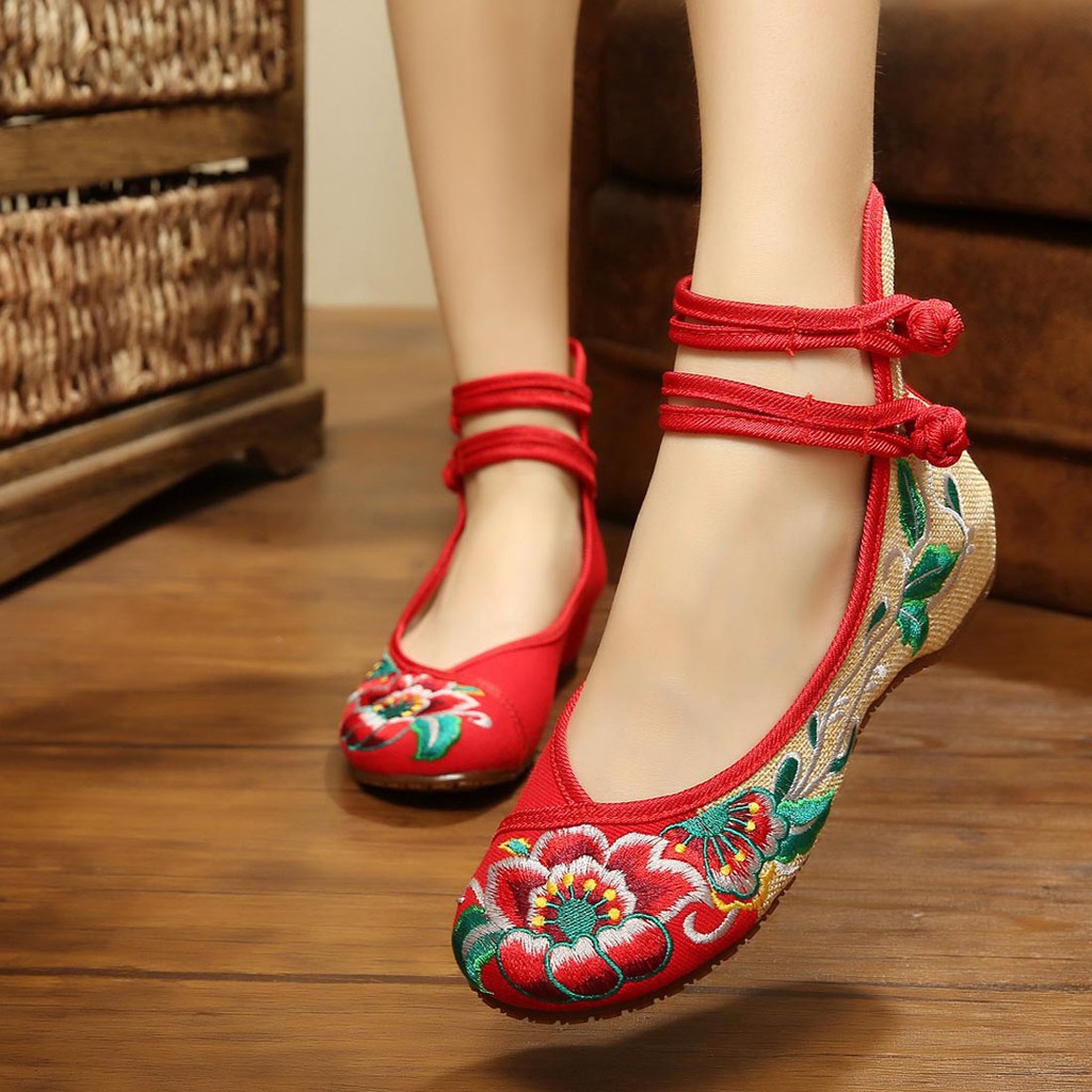 Giày Búp Bê Thêu Họa Tiết Phong Cách Trung Hoa Cổ Điển Cho Nữ (size 35-41)
