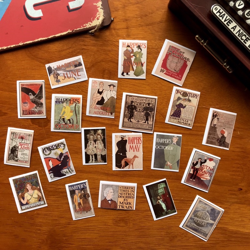 Ginandtonic - Set 40 sticker chủ đề tạp chí cổ điển