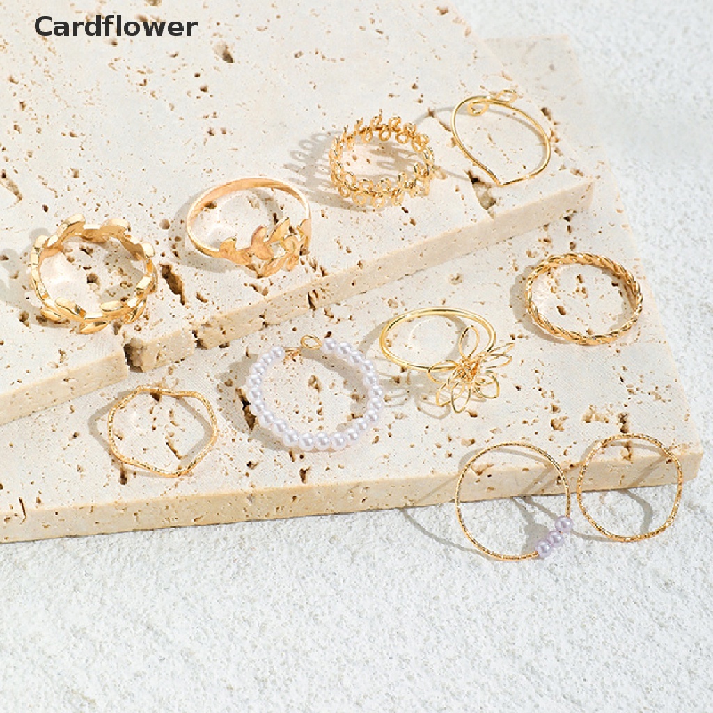 < Cardflower > Bộ Nhẫn Đeo Khớp Ngón Tay Dây Xích Kim Loại Hình Học / Hoa / Bướm / Gợn Sóng Vintage Bohemian Cho Nữ Đang Giảm Giá