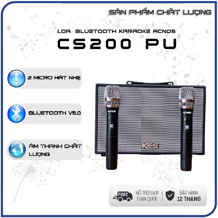 Loa Karaoke mini xách tay ACNOS CS200 PU - Hàng Chính Hãng - tặng kèm 2 micro cao cấp
