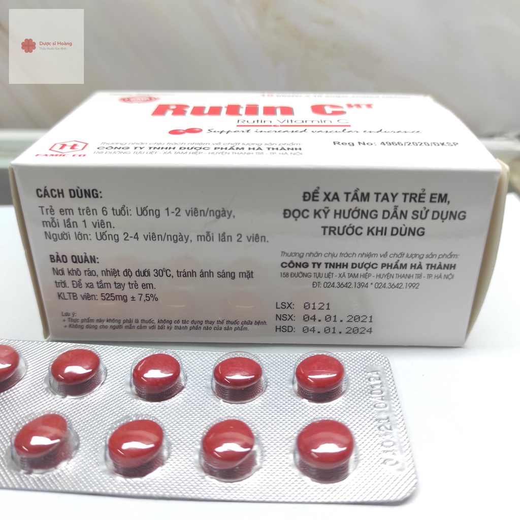 Rutin C HT Bổ Sung Vitamin C Hộp 100 viên