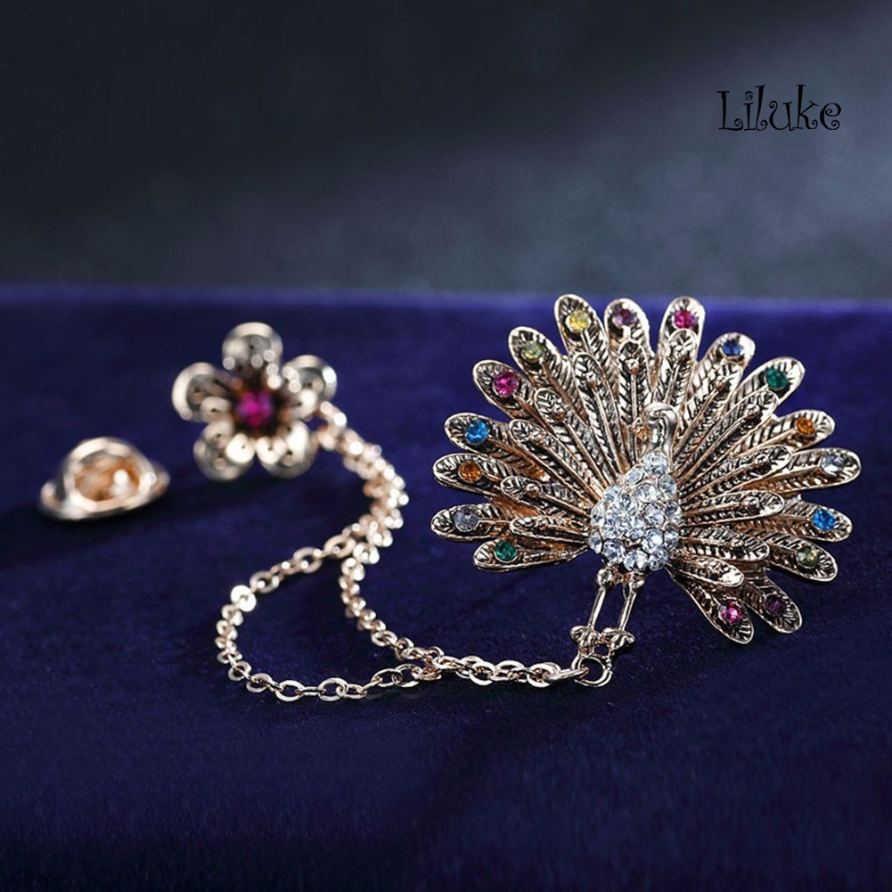Ghim Cài Áo Hình Bông Hoa Và Chim Công Đính Đá Nhân Tạo Thời Trang