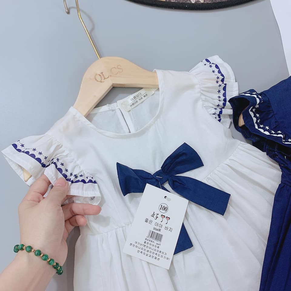 Váy bé gái sơ sinh size đại chất thô đũi đính nơ tay cánh tiên tiểu thư thời trang trẻ em BADAYO SF322