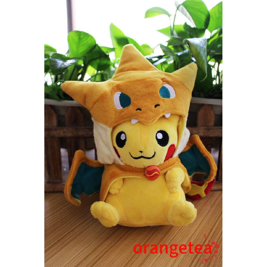 ✦ZWQPokemon Pikachu Avec Charizard chapeau Peluche rembourré Animal Poupée 22.9cm