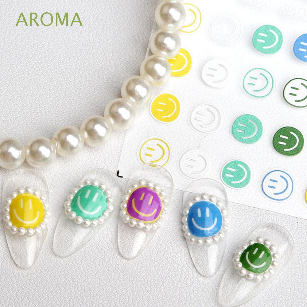 [Hàng mới về] Nhãn dán trang trí móng tay nghệ thuật hình mặt cười 3D dễ thương DIY