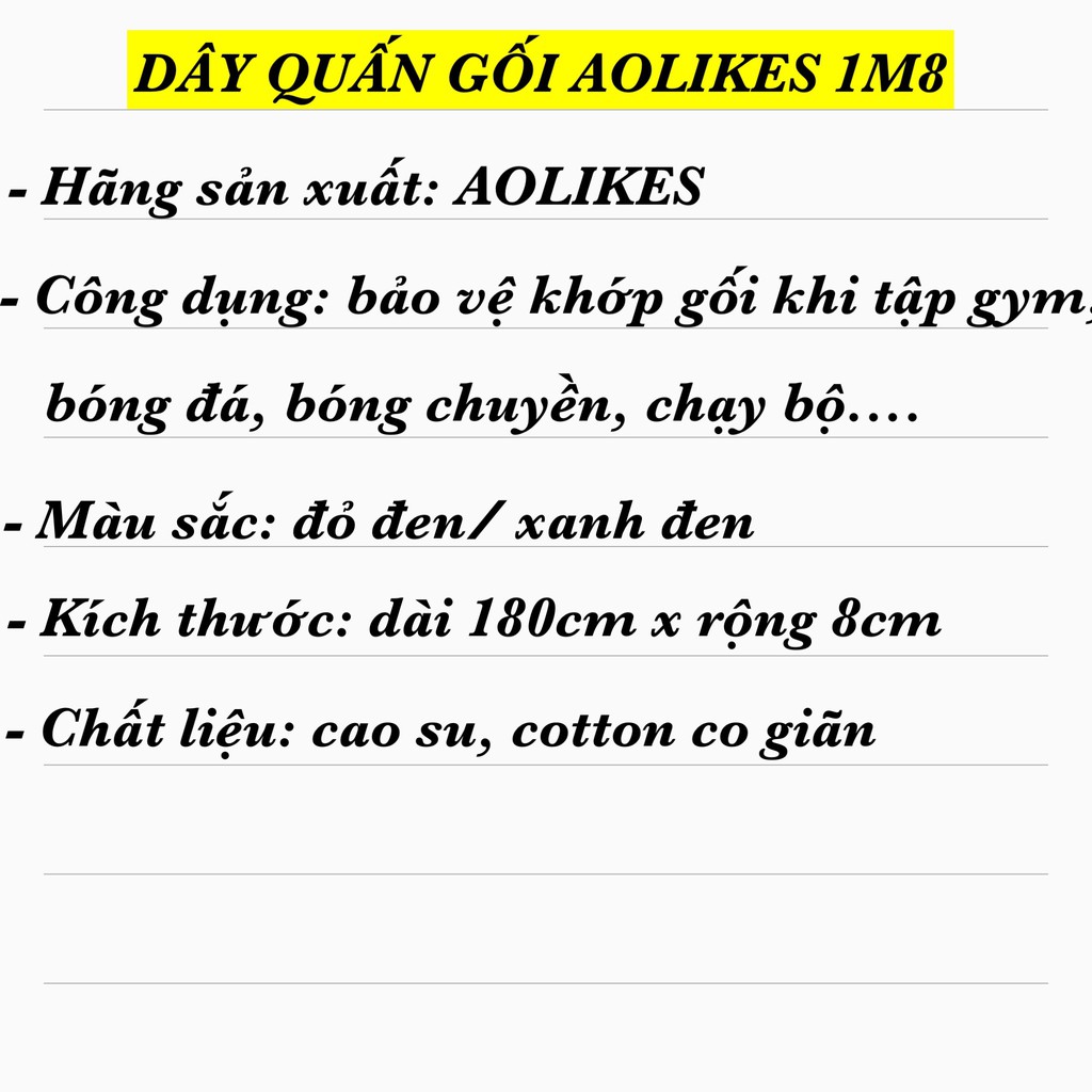 Băng gối Aolikes loại dây dài 1m8, dây quấn gối hỗ trợ squat và tập gym