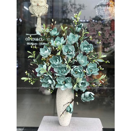 Hoa Giả 🌺 Hoa Mộc Lan 6 Bông Cánh Nhọn Cành Dài 120cm