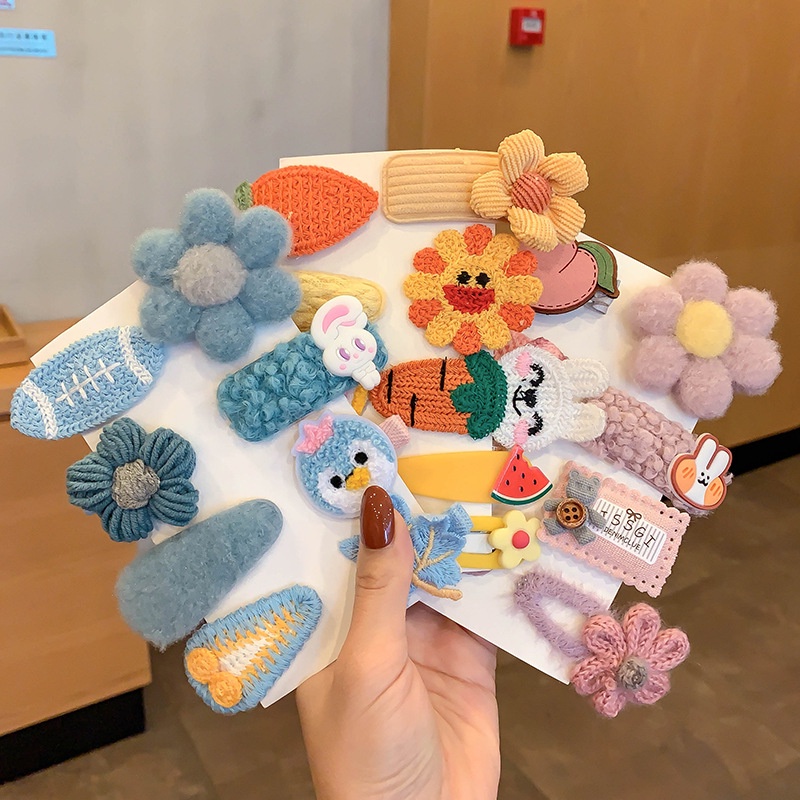 Bộ 8 cái kẹp tóc nơ nhung phong cách thu đông xinh xắn cho nữ