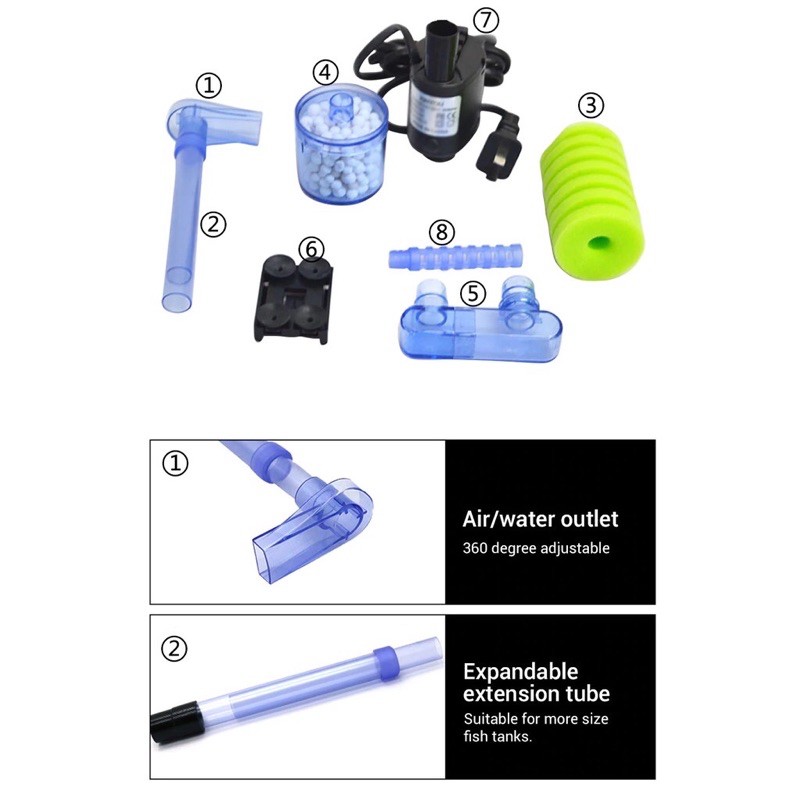 Lọc Vi Sinh Bio Đôi Có MÁY BƠM XY-2902 (Tặng Kèm Vật Liệu Lọc)