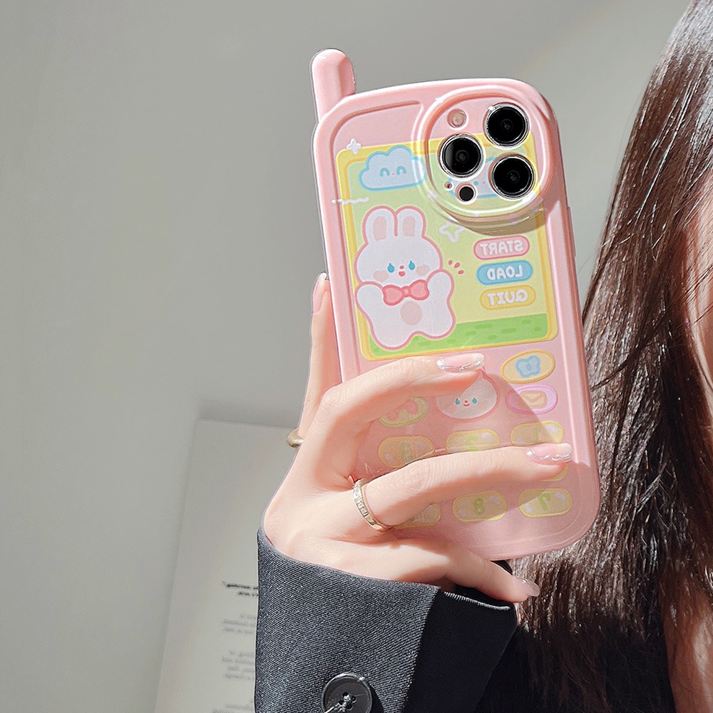 Ốp Điện Thoại Dẻo Họa Tiết Hoạt Hình Chú Thỏ Kèm Ăng Ten Độc Đáo Chống Sốc Cho iPhone 13 12 11 Pro XS NAX