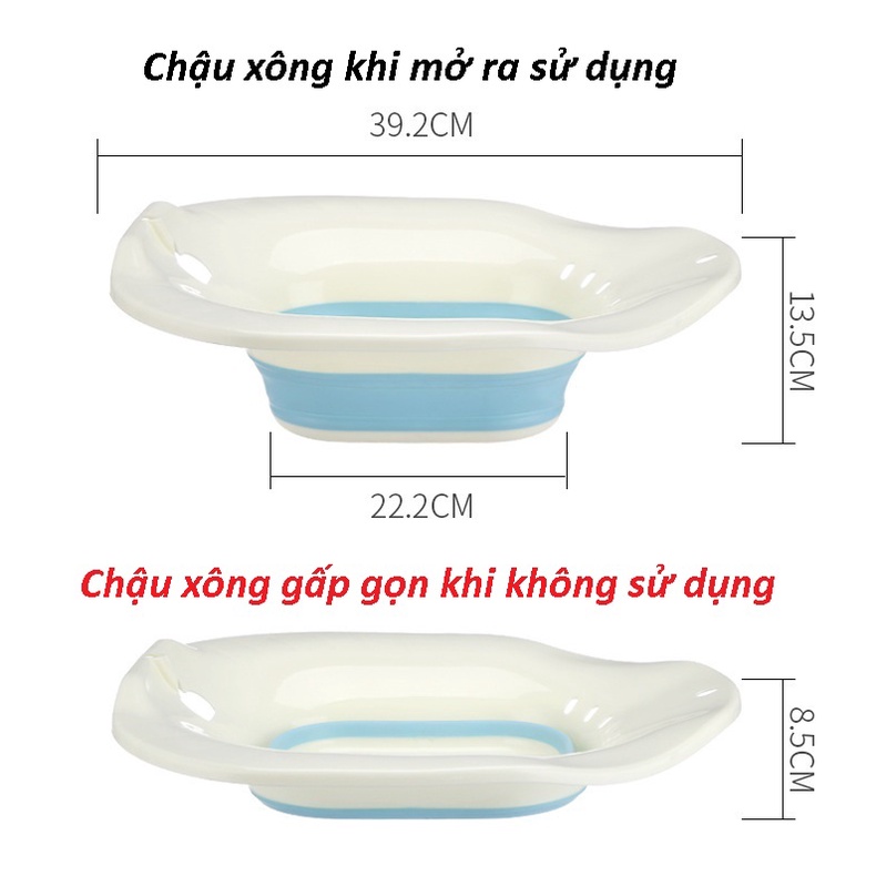 Chậu xông hơi vùng kín PUKASILK gấp gọn kèm vòi xịt,Chậu xông phụ khoa sản phụ,xông hậu môn,xông thảo dược.