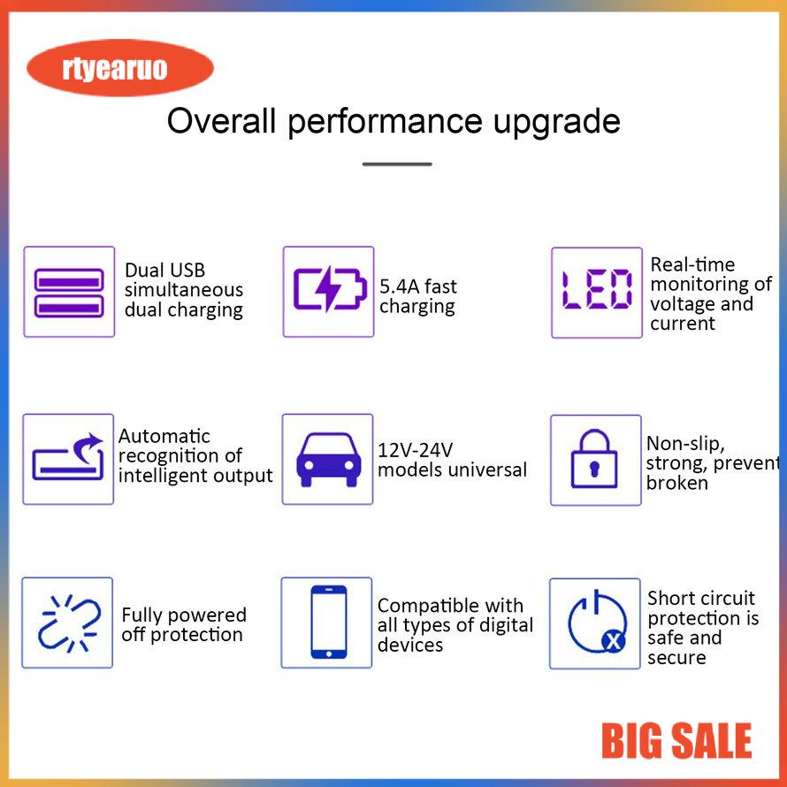 Bộ sạc xe hơi USB kép Bật lửa cho xe hơi di động với màn hình LED