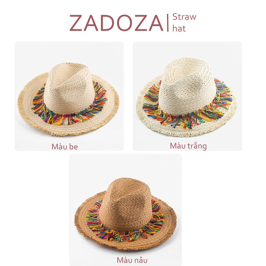 Mũ cói panama đi biển nón cói phụ kiện chụp ảnh tua rua nhiều màu - Ảnh shop tự chụp