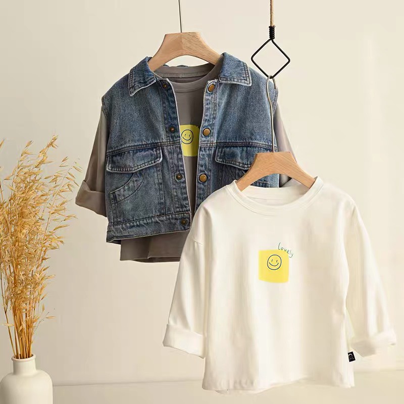 Áo gi lê cho bé trai và bé gái, áo jeans phong cách_T4