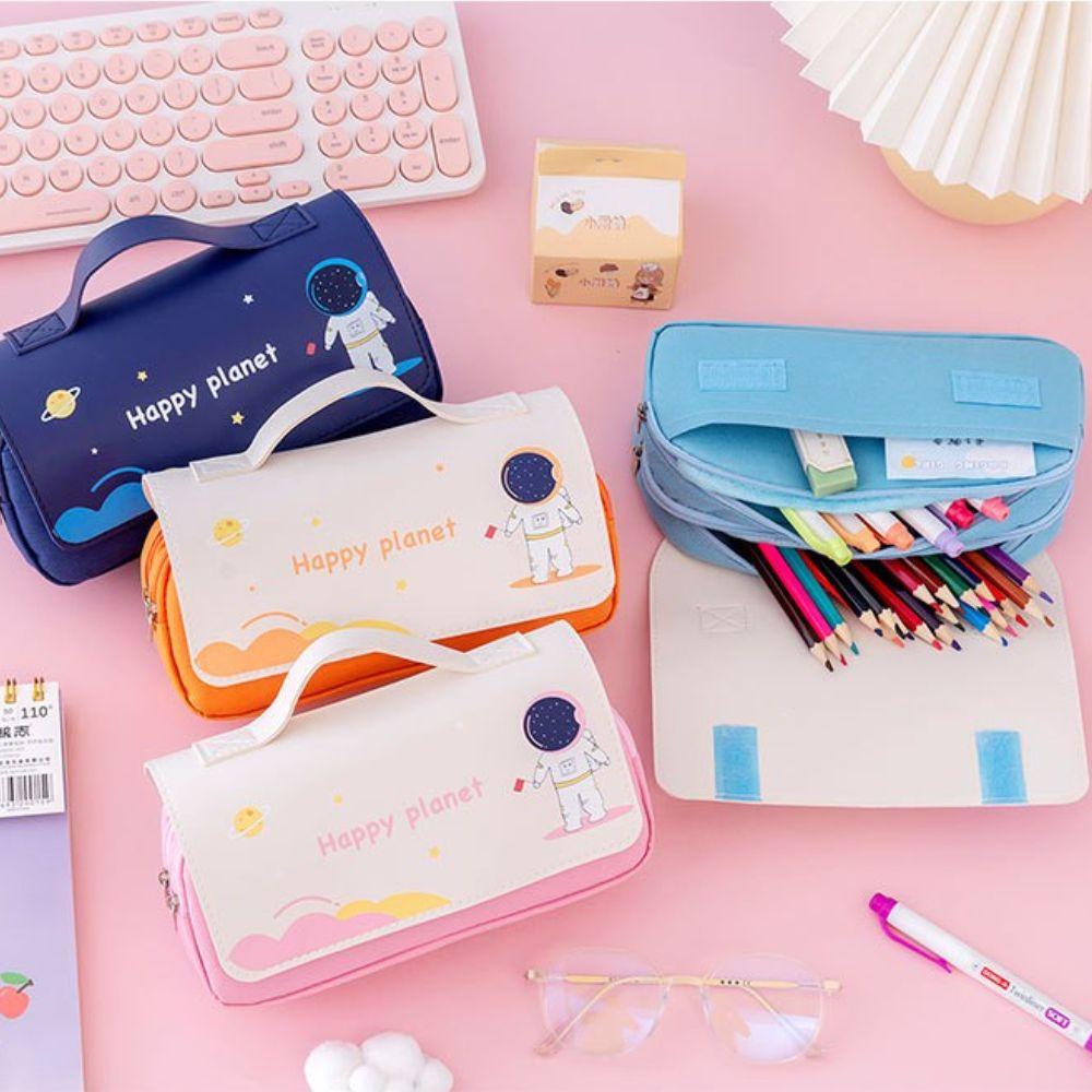 Túi Đựng Bút Hai Lớp Họa Tiết Hành Tinh Dễ Thương Cho Học Sinh