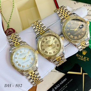 [rolex nam] Đồng hồ nam Rolex - mặt tròn viền băm dây kim loại cao cấp DH502