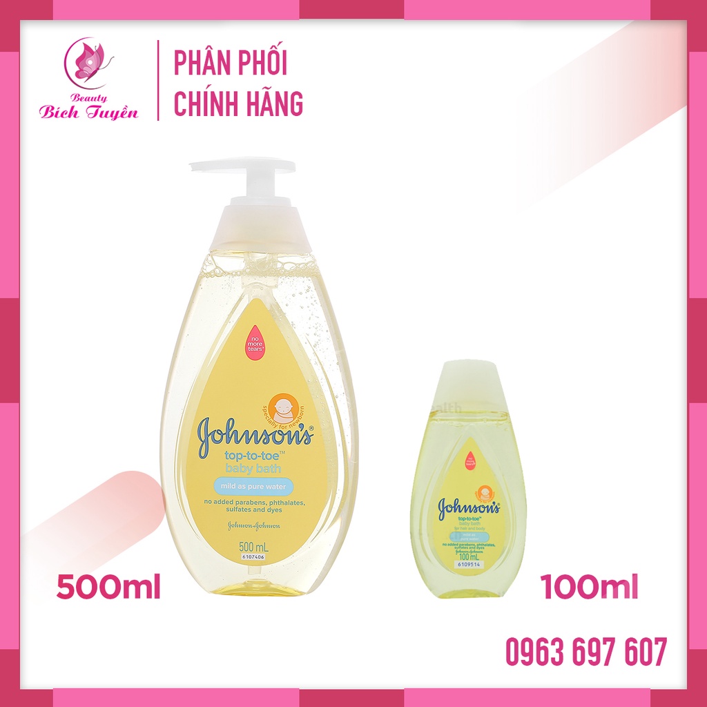 Sữa Tắm Gội Toàn Thân Em Bé Johnson's Top To Toe dịu nhẹ tinh khiết 100ml - 500ml BT Cosmetic