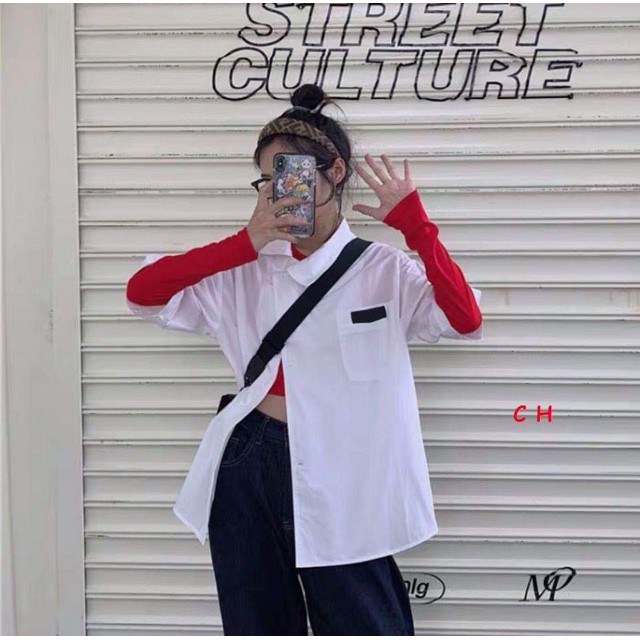 [FREESHIP ĐƠN TỪ 50K] Áo sơ mi logo đen túi ngực COH0220