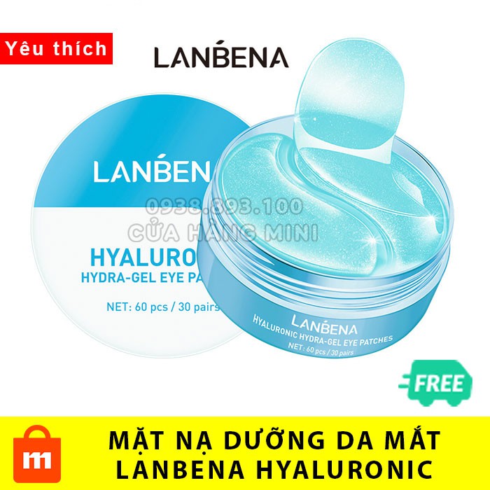 Hộp 60 Miếng Mặt Nạ Mắt Lanbena Hyaluronic Dưỡng Ẩm Mờ Thâm Và Trẻ Hóa Da