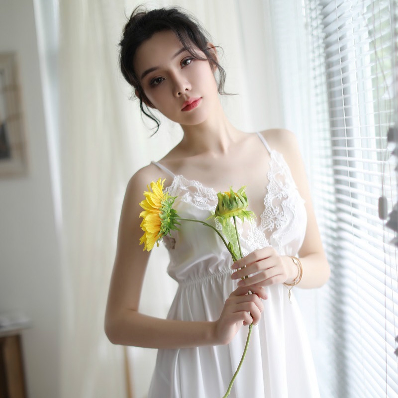 đồ ngủ sexy Đầm ngủ ren hai dây gợi cảm cho phái nữ