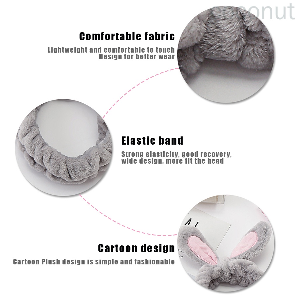 Băng đô vải flannel co giãn họa tiết hoạt hình dễ thương cho nữ